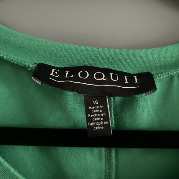 This NWT Eloquii Women's Plus Knot Front Pleated Skirt Dress in Gulf Coast Green - Picture 3 of 4